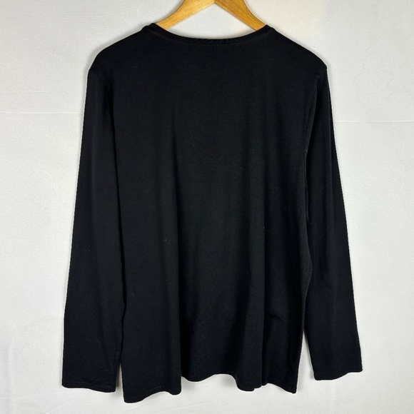 J Jill Pure Jill Stretch Cotton Crew Neck LongSleeve Tee Top XL Black Minimalist - Picture 1 of 11